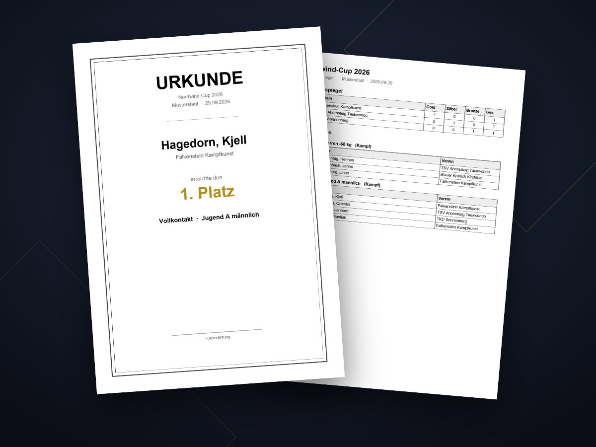 Urkunde und Medaillenspiegel als PDF