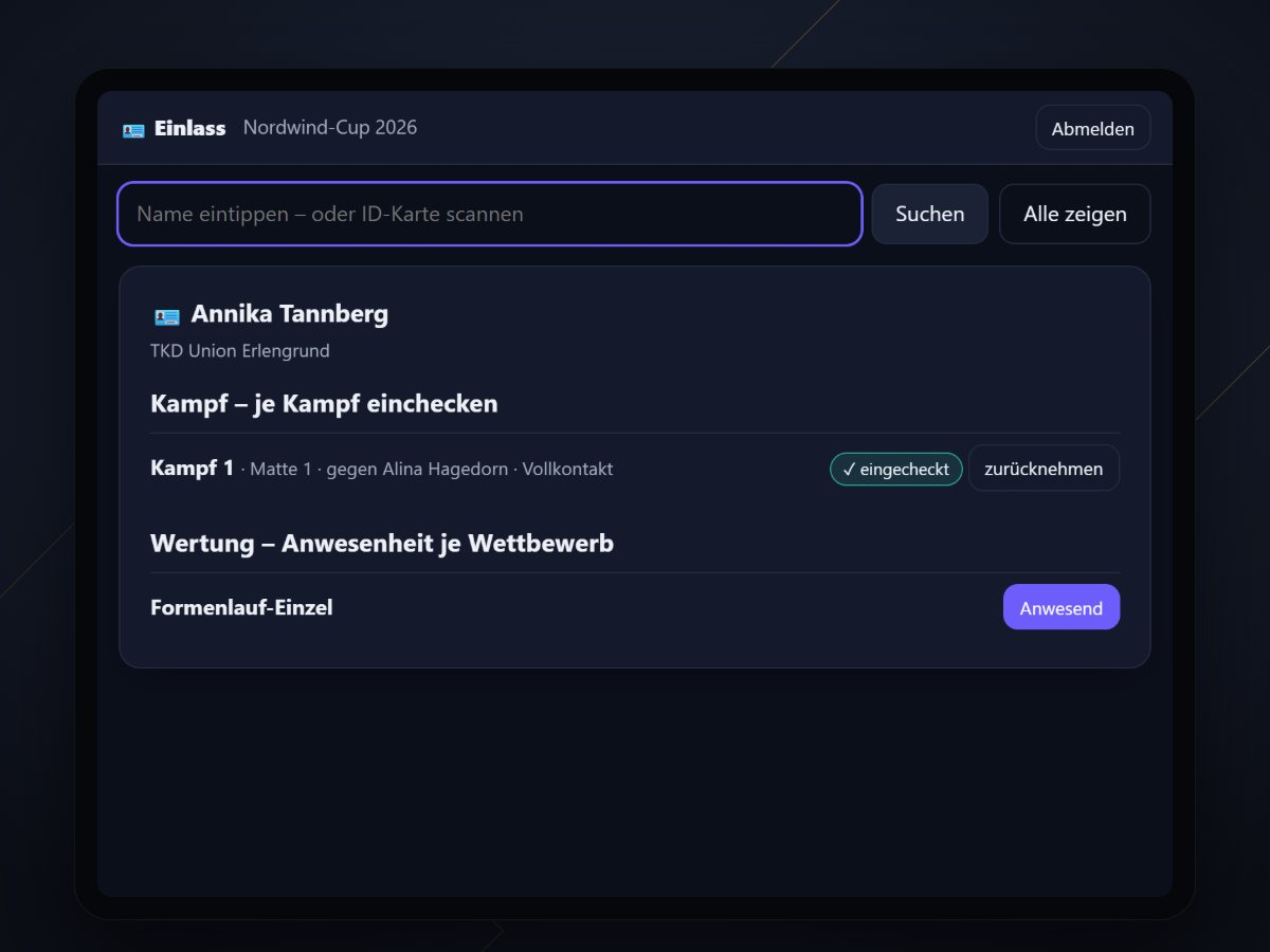 Check-in-Station: Sportlerin für ihren ersten Kampf eingecheckt