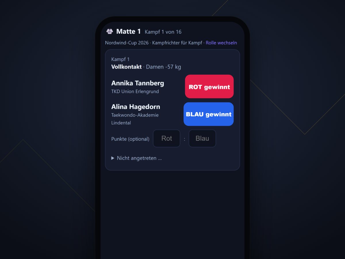 Matten-Pad auf dem Handy: Kampf 1 von 16, Sieger per Tipp